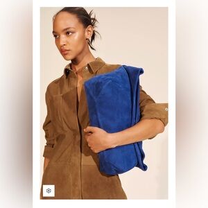 ZARA LIMITED EDITION MAXI SUEDE CLUTCH BLUE